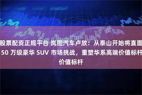 股票配资正规平台 岚图汽车卢放：从泰山开始将直面 50 万级豪华 SUV 市场挑战，重塑华系高端价值标杆